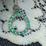 2ct Green Emerald Pendant Round Cut Open Circular 14k White Gold Finish NO CHAIN