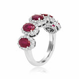 4ct Oval Cut Pink Ruby Engagement Ring Diamond Halo Solitaire 14k WhiteGold Over