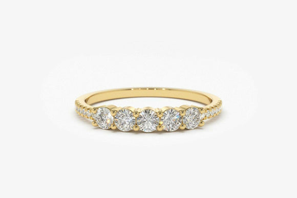 1.7ct Engagement Ring Round Cut Diamond Solitaire Accents 14k Yellow Gold Finish