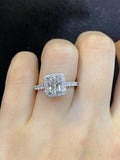 1.2ct Radiant Cut VVS1 Diamond Accent Halo Engagement Ring 14k White Gold Finish