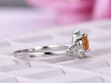 2ct Oval Yellow Citrine Engagement Ring Solitaire Swirl Halo 14k White Gold Over