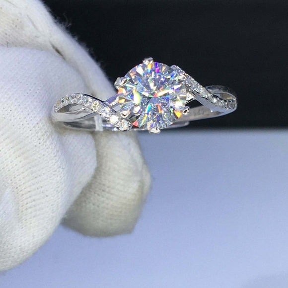 2.1ct Round Cut Diamond Engagement Ring Split Shank Solitaire 14k WhiteGold Over