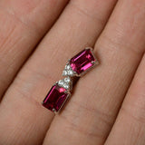 2ct Emerald Cut Pink Ruby Diamond Elegant Stud Earrings 14k White Gold Finish