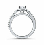 2.5ct Pear Cut Diamond Accents Halo Solitaire Engagement Ring 14k WhiteGold Over