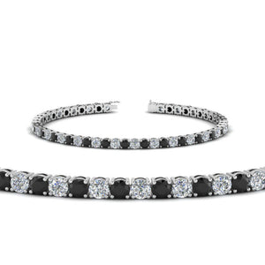 15Ct Round Cut Black White Diamond Hip Hop Tennis Bracelet 14K White Gold Finish