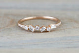 1ct Baguette Cut VVS1 Diamond Wedding Band 14k Rose Gold Finish Dainty Stackable