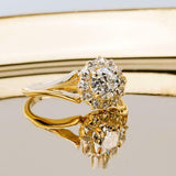 2ct Round Cut Diamond Engagement Ring Floral Split Shank 14k Yellow Gold Finish