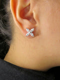 3Ct Marquise Cut Diamond Floral Design Women Stud Earrings 14K White Gold Finish