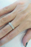 2ct Round Cut Diamond Wedding Band Three Row Half Eternity 14k White Gold Finish