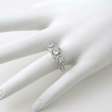 2.4ct Round Cut Diamond Engagement Ring Trilogy Halo Design 14k WhiteGold Finish