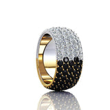 4ct Round Cut Black & White Diamond Pave Full Eternity Band 14k Dual Tone Finish