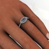 East West Halo Engagement Ring 1.3ct Marquise Cut Diamond 14k White Gold Finish