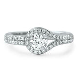 1.2ct Round Cut Diamond Engagement Ring Fancy Unique Design 14k WhiteGold Finish