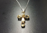 1.5ct Yellow Citrine Pendant Oval Cut Christ Cross 14k WhiteGold Finish NO CHAIN