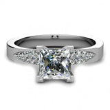 1ct Princess Cut Diamond Unique Design Engagement Ring Women 14k Gold Finish