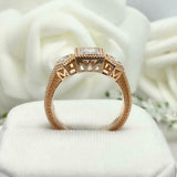 2ct Engagement Ring Princess Cut Diamond Milgrain Trilogy 14k Rose Gold Finish