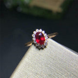 2ct Oval Cut Pink Ruby Engagement Ring Diamond Floral Halo 14k YellowGold Finish