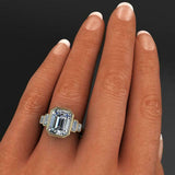 3.5ct Emerald Cut Diamond Engagement Ring 14k Yellow Gold Over 5 Stone Bezel Set