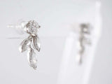 1.5ct Marquise Round Cut Diamond Floral Leaf Drop Earrings 14k White Gold Finish