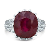 5ct Cushion Cut Pink Ruby Engagement Ring 14k White Gold Finish Cocktail Flower