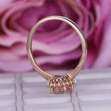 1.8ct Oval Cut Morganite Diamond Floral Halo Solitaire Ring 14k Rose Gold Finish