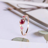 1.2ct Round Cut Pink Ruby Engagement Ring Bezel Set Cluster 14k Rose Gold Finish