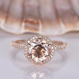 1.3ct Round Cut Peach Morganite Solitaire Engagement Ring 14k Rose Gold Finish