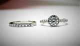 4Ct Round Cut Diamond Bridal Set Vintage Halo Ring Band 18K White Gold Finish