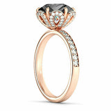 4Ct Round Cut Black Diamond Exquisite Solitaire Cocktail Ring 14K Rose Gold Over