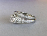 Art Deco Fancy Bridal Set Engagement Ring 2ct Round Diamond 14k WhiteGold Finish