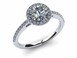 1.3ct Round Cut Diamond Accent Halo Solitaire Engagement Ring 14k Gold Finish