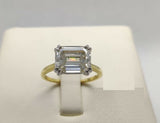 2ct Emerald Cut Diamond Engagement Ring East West Solitaire 14k Yellow Gold Over