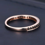 Half Eternity Wedding Ring Band 1ct Round Cut Black Diamond 14k Rose Gold Finish