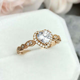 1.4ct Engagement Ring Heart Cut Diamond Halo Design 14k Yellow Gold Finish