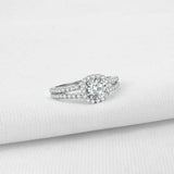 3ct Round Diamond Engagement Ring Halo Split Shank Solitaire 14k White Gold Over