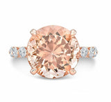 1.5ct Round Cut Peach Morganite Gatsby Queen Engagement Ring 14k Rose Gold Over