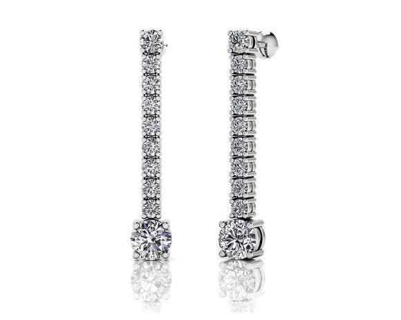 2ct Round Cut Diamond Vertical Dangle Drop Earring Women 14k White Gold Finish