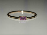 0.4ct Baguette Cut Pink Sapphire Minimalist Engagement Ring 14k Yellow Gold Over