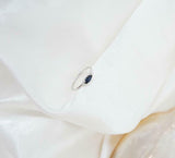 0.2ct Marquise Cut Blue Sapphire Trilogy Minimalist Ring 14k White Gold Finish