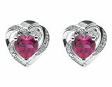 0.3ct Heart Cut Pink Ruby Heart Shape Design Stud Earrings 14k White Gold Finish