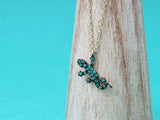 1ct Round Cut Green Emerald Gecko Lizard Pendant with Chain 14k Yellow Gold Over