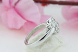 Clover Cluster Floral Engagement Ring 1ct Round Cut Diamond 14k WhiteGold Finish