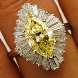 6Ct Marquise Cut Yellow Sapphire Ballerina Cocktail Ring 18K White Gold Finish