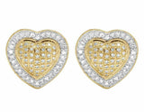 1.3ct Round Cut VVS1D Diamond Double Heart Stud Earrings 14k Yellow Gold Finish