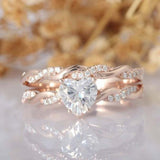 1.5ct Heart Cut Simulated Diamond Bridal Set Infinity Band 14k Rose Gold Plated