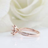 2ct Round Cut Diamond Floral Star Solitaire with Accents Ring 14k Rose Gold Over