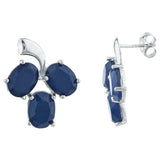 2.3ct Drop Earrings Oval Cut Blue Sapphire Berry Fruit 14k White Gold Finish