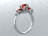 1.6ct Round Cut Red Garnet Engagement Ring Solitaire Trilogy 14k White Gold Over