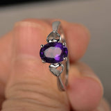 1ct Oval Purple Amethyst Promise Solitaire Engagement Ring 14k White Gold Finish