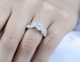 2ct Round Cut Diamond Leaf Milgrain Accent Solitaire Ring 14k White Gold Finish